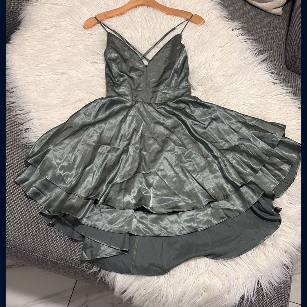 Windsor Green Asymmetrical High-Low Dress